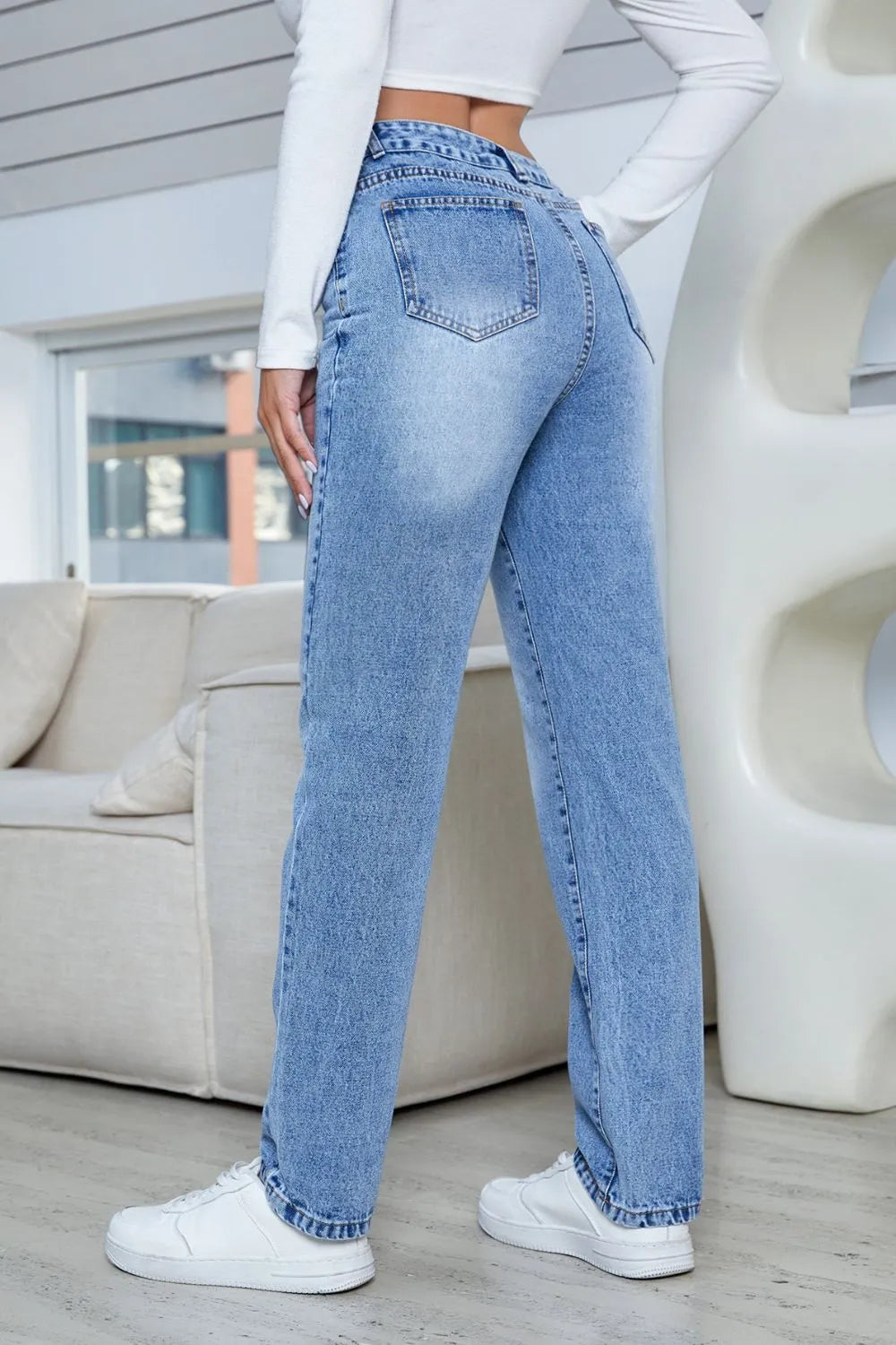 Straight Jeans with Pockets – Trendsi | ClozArt