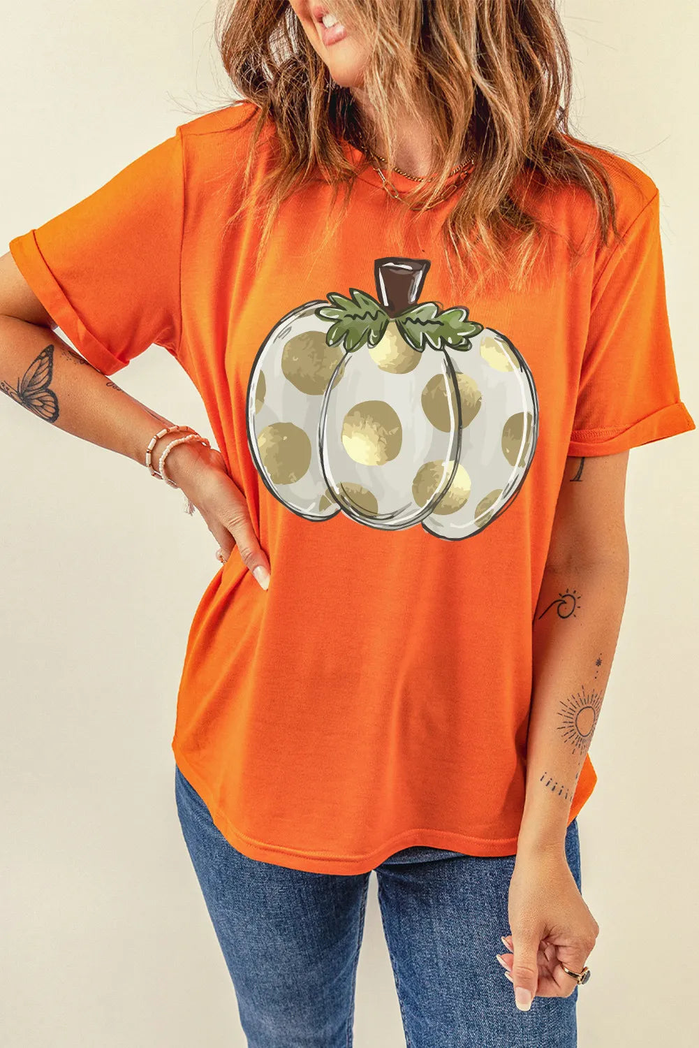 Pumpkin Graphic Round Neck Short Sleeve T-Shirt – Trendsi | ClozArt