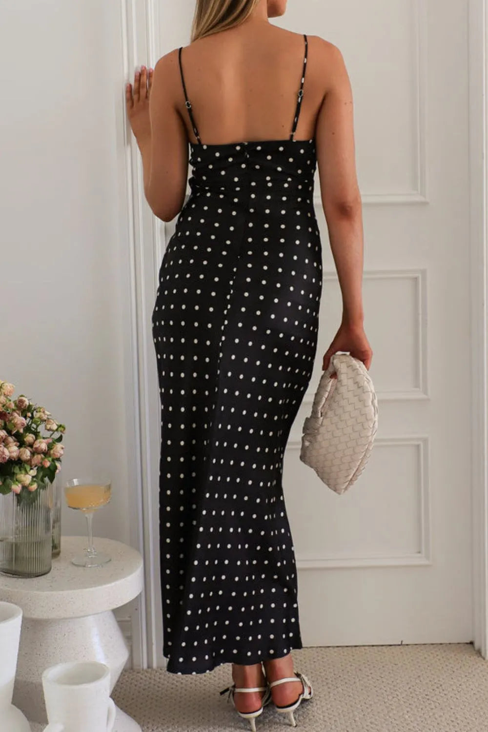 Polka Dot Square Neck Midi Cami Dress – Trendsi | ClozArt