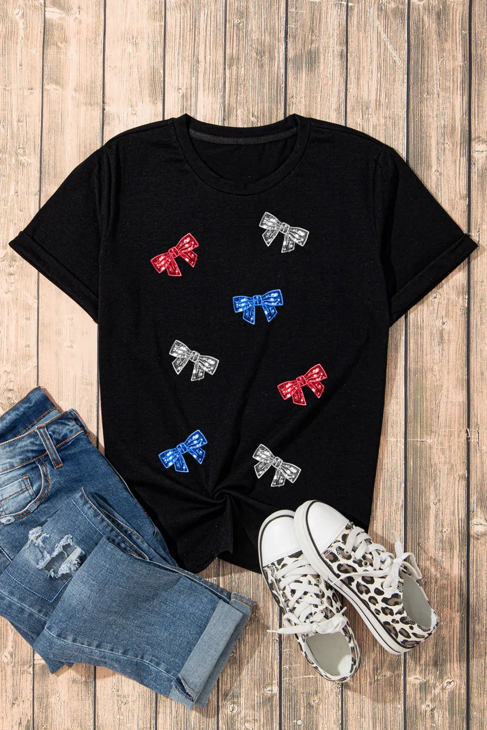 Bow Round Neck Short Sleeve T-Shirt – Trendsi | ClozArt