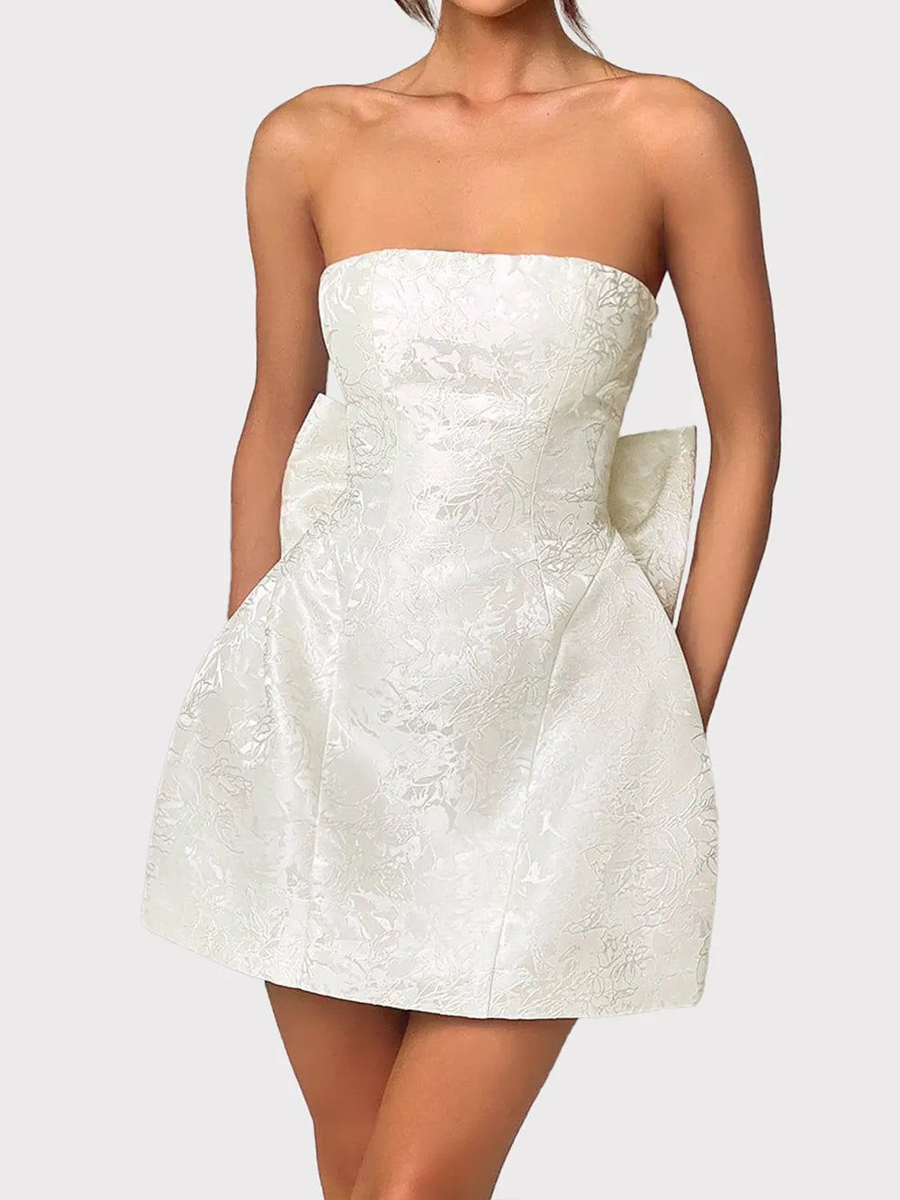 Lace-Up Sleeveless Satin Mini Dress with Bow – Trendsi | ClozArt