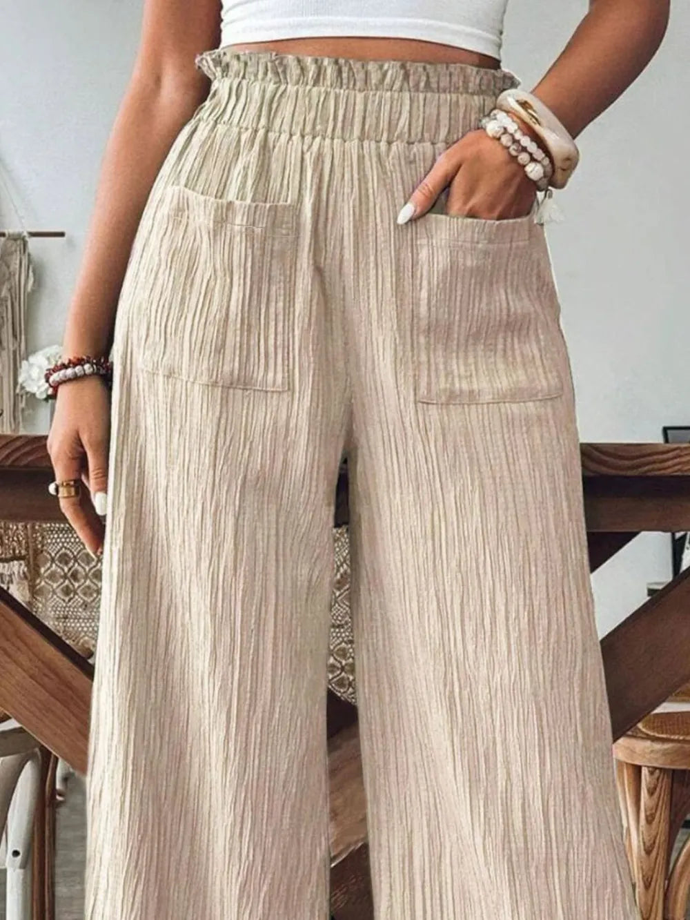 Pocketed Elastic Waist Wide Leg Pants – Trendsi | ClozArt