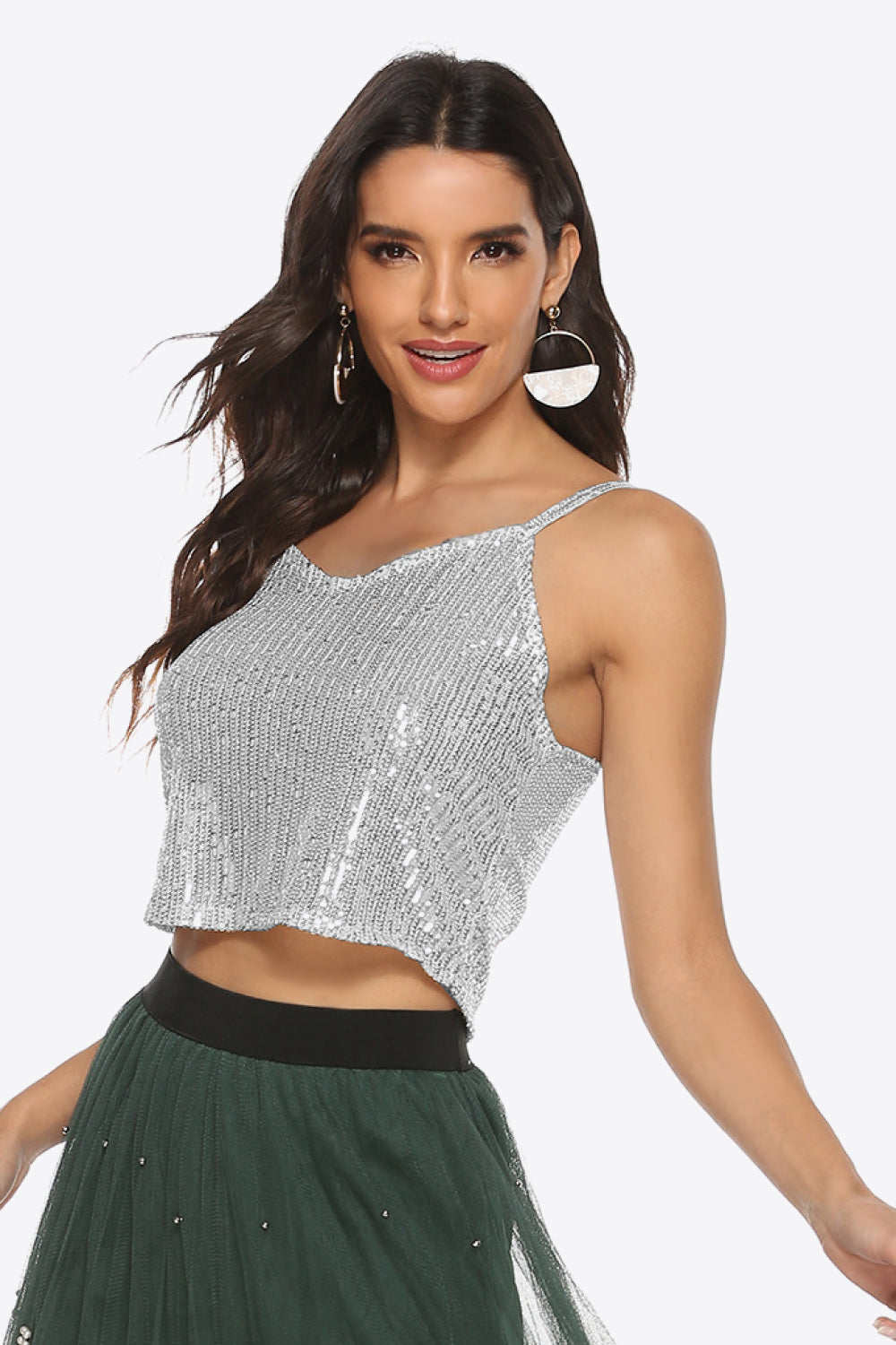 Sequin Cropped Cami – Trendsi | ClozArt