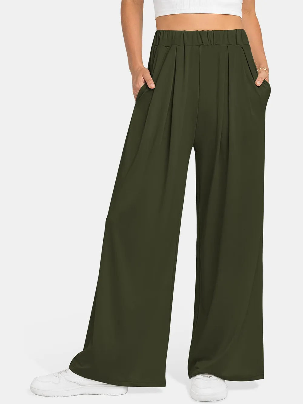Elastic Waist Wide Leg Pants – Trendsi | ClozArt