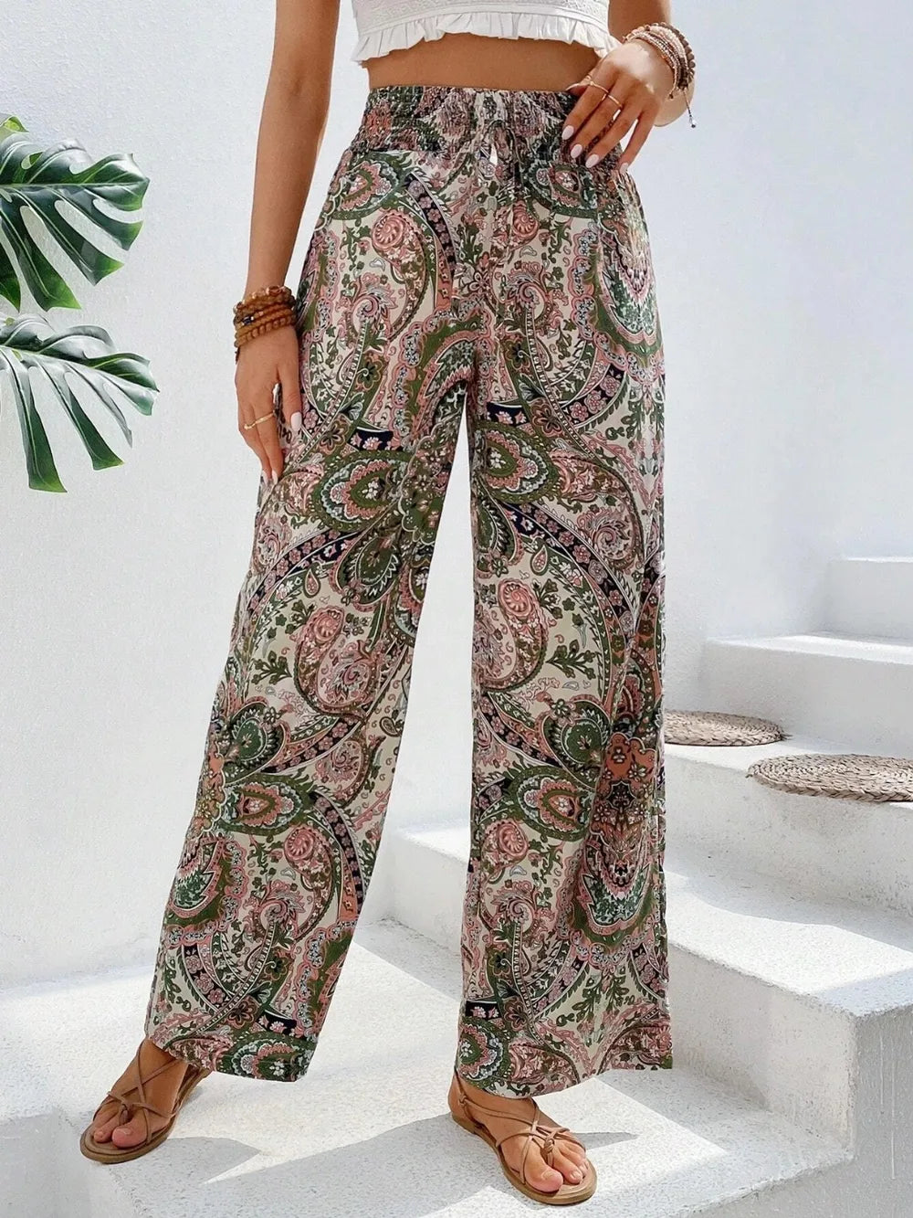Printed Wide Leg Pants – Trendsi | ClozArt