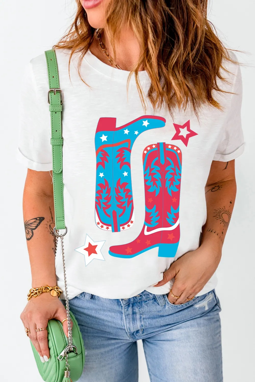 Boots Round Neck Short Sleeve T-Shirt – Trendsi | ClozArt