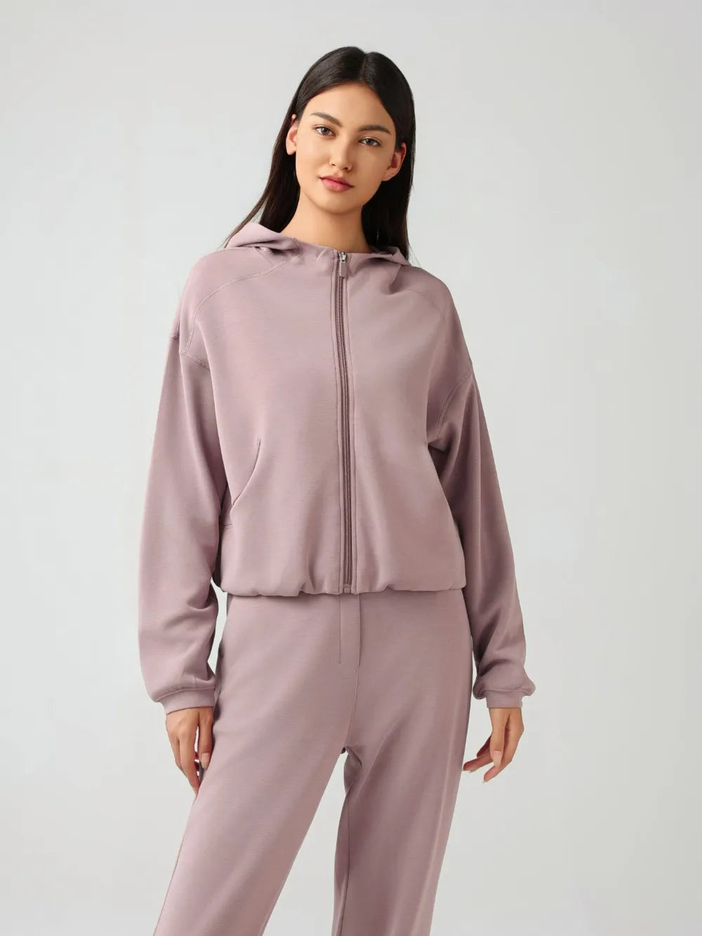 Millennia Zip Up Dropped Shouder Active Hooded – Trendsi | ClozArt