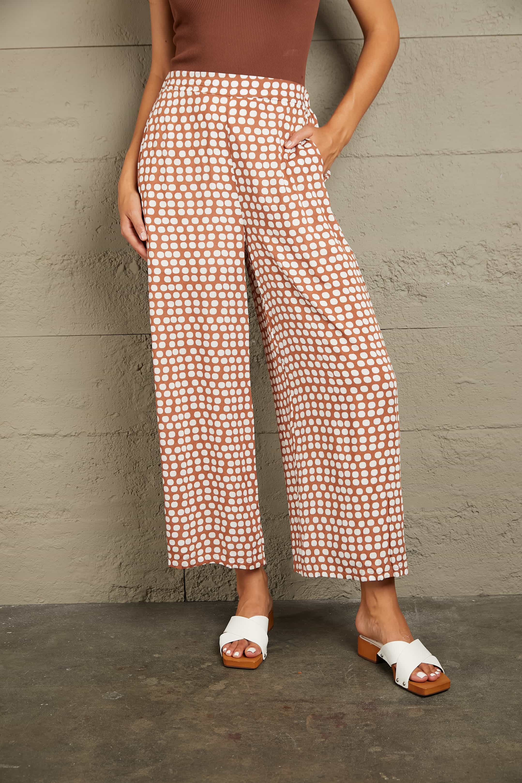 Polka Dot High Waist Wide Leg Pants with Pockets – Trendsi | ClozArt