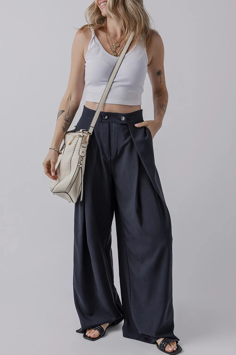 Wide Leg Pants with Pockets – Trendsi | ClozArt