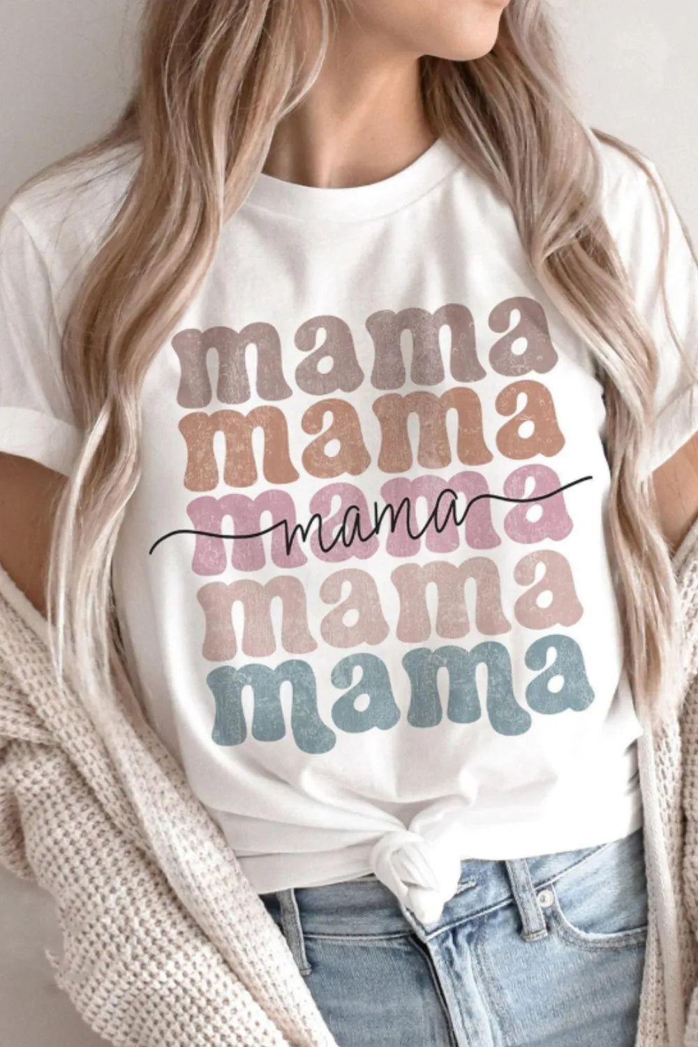 MAMA Letter Crew Neck Tee – Trendsi | ClozArt
