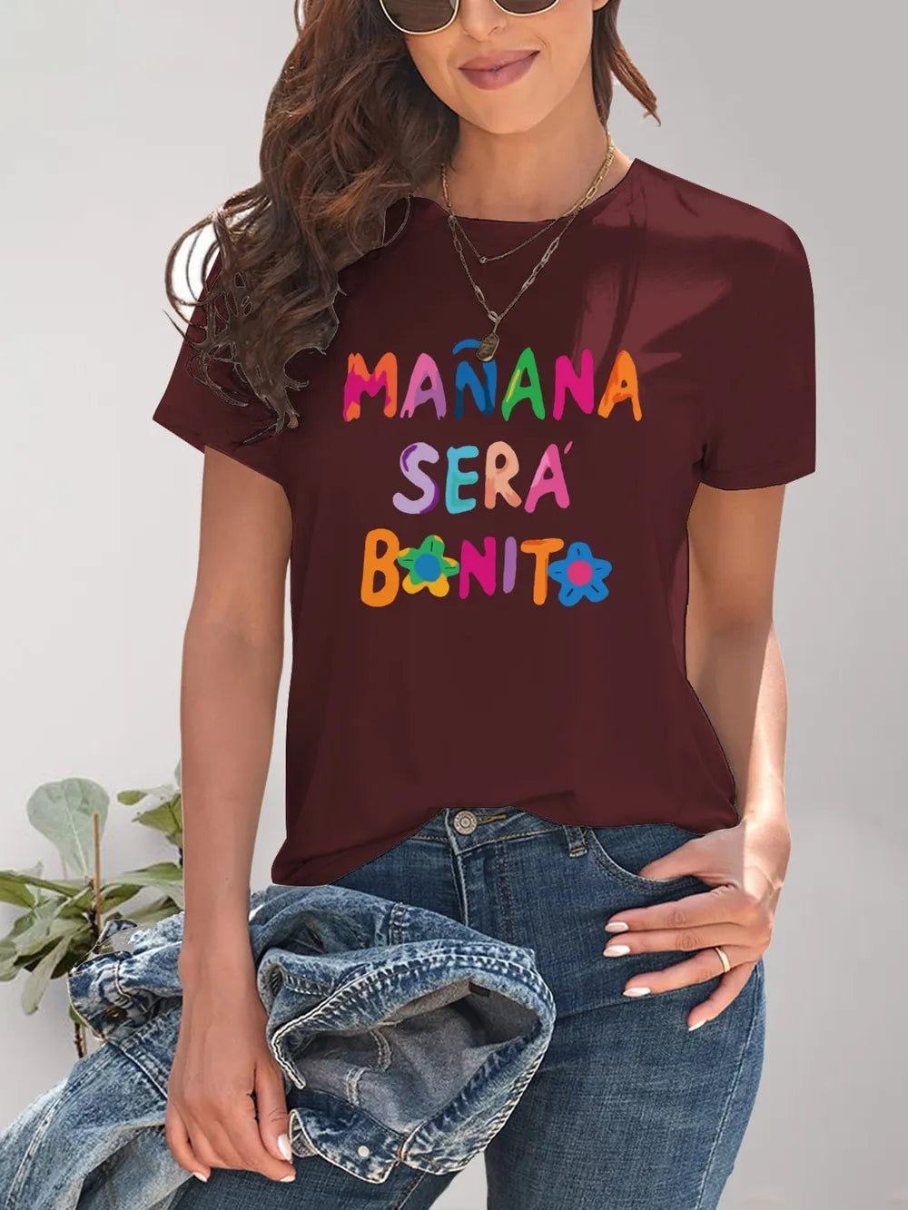 Letter Graphic Round Neck Short Sleeve T-Shirt – Trendsi | ClozArt