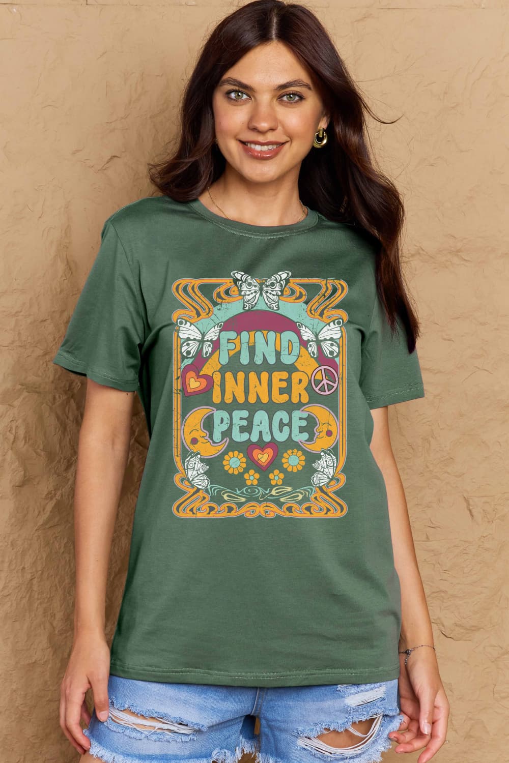 Simply Love Full Size FIND INNER PEACE Graphic Cotton T-Shirt – Trendsi | ClozArt