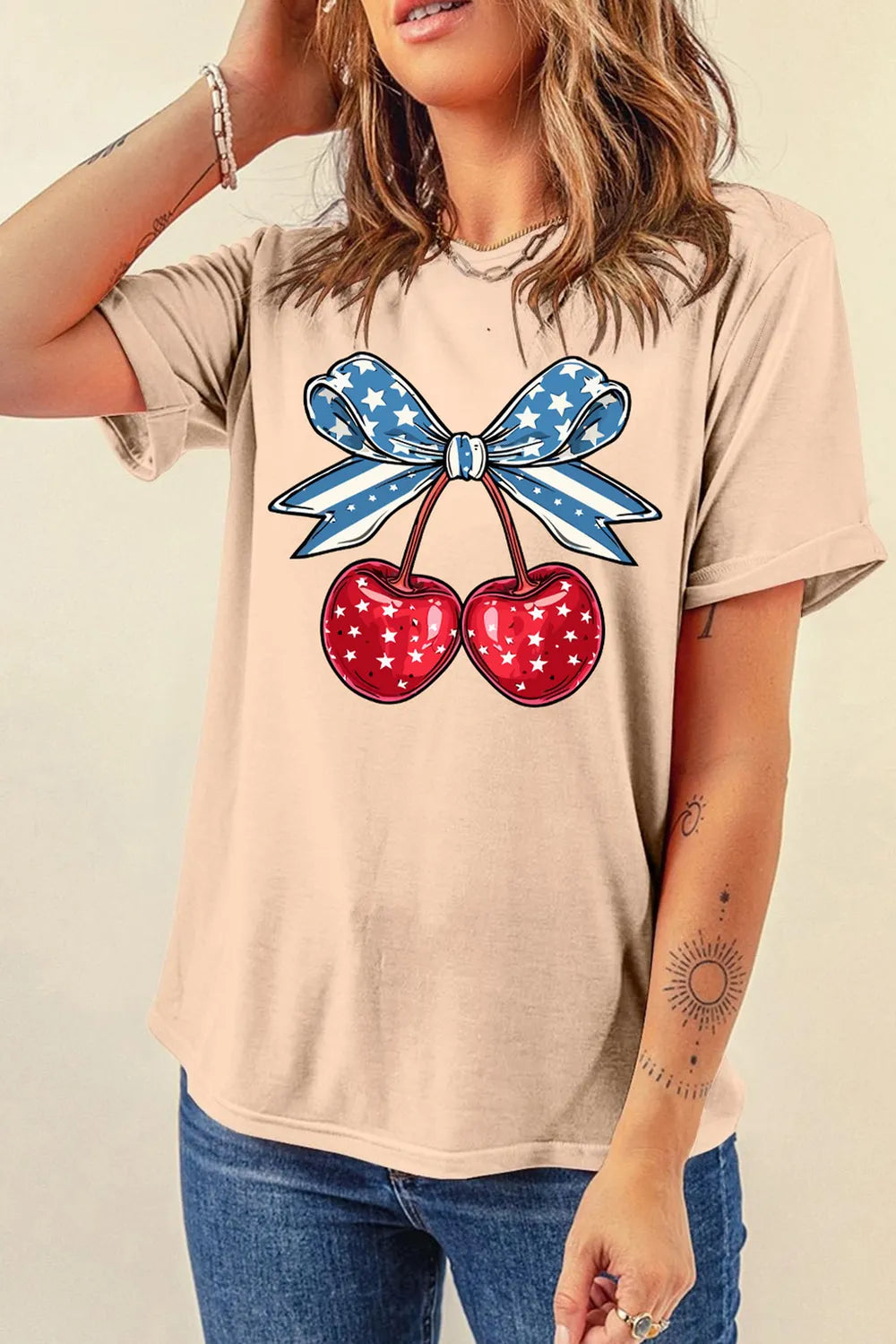 Cherry Graphic Round Neck Short Sleeve T-Shirt – Trendsi | ClozArt