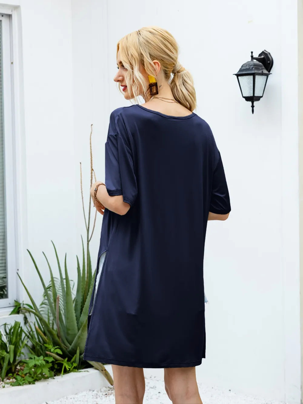 Ivy Lane Slit Boat Neck Half Sleeve T-Shirt – Trendsi | ClozArt