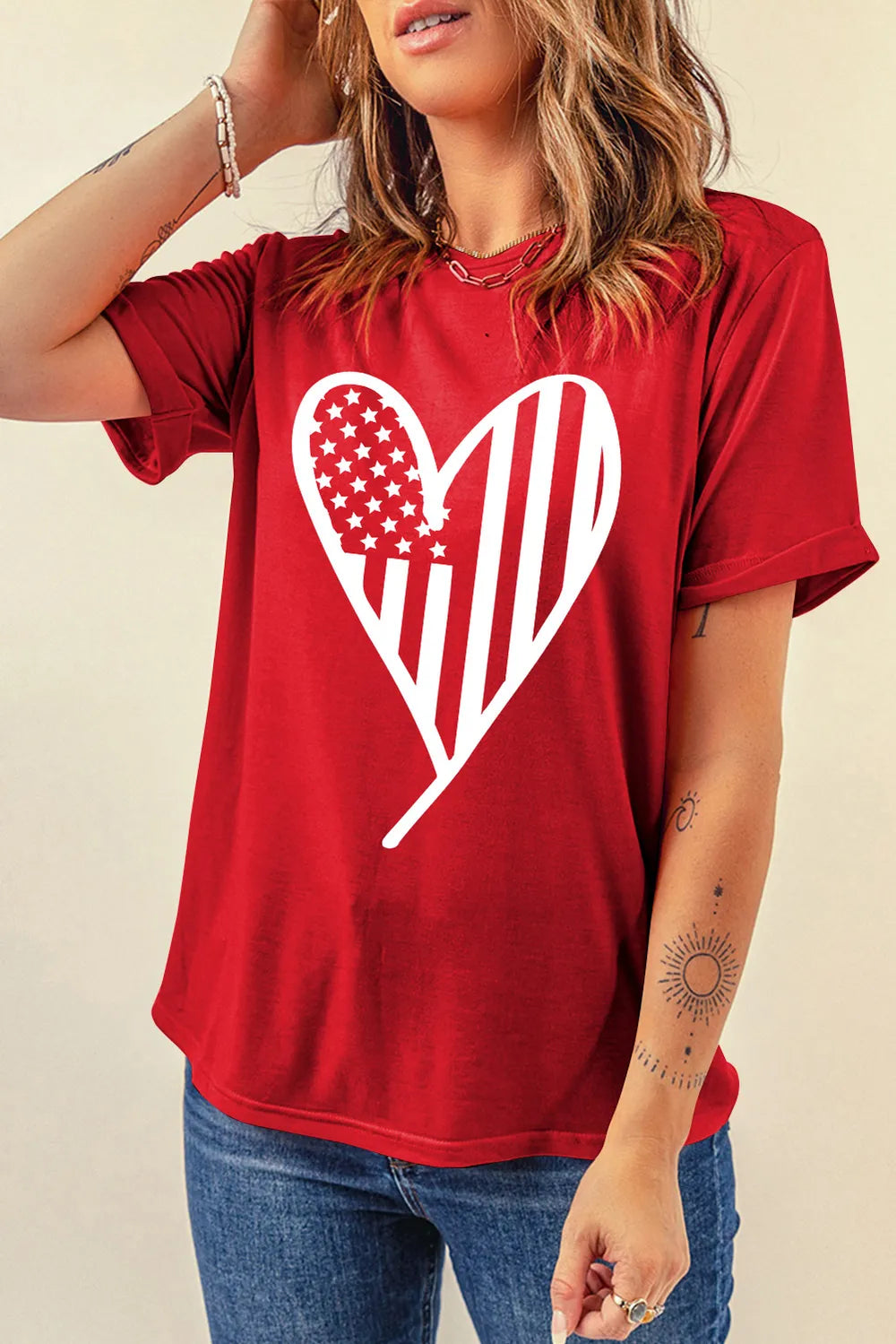Heart Round Neck Short Sleeve T-Shirt – Trendsi | ClozArt