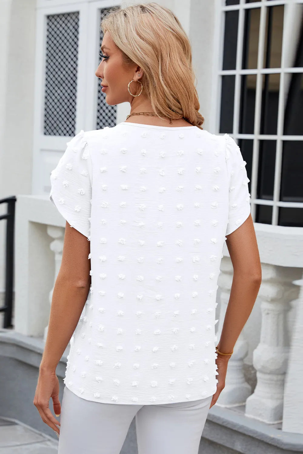 Swiss Dot Round Neck Short Sleeve T-Shirt – Trendsi | ClozArt