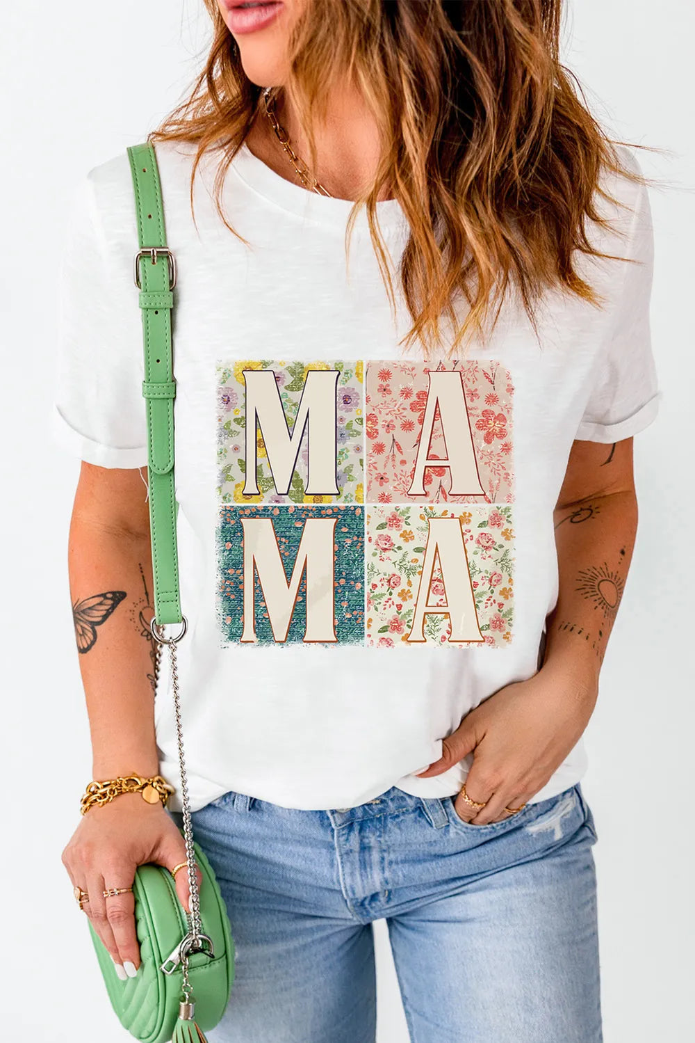 MAMA Round Neck Short Sleeve T-Shirt – Trendsi | ClozArt