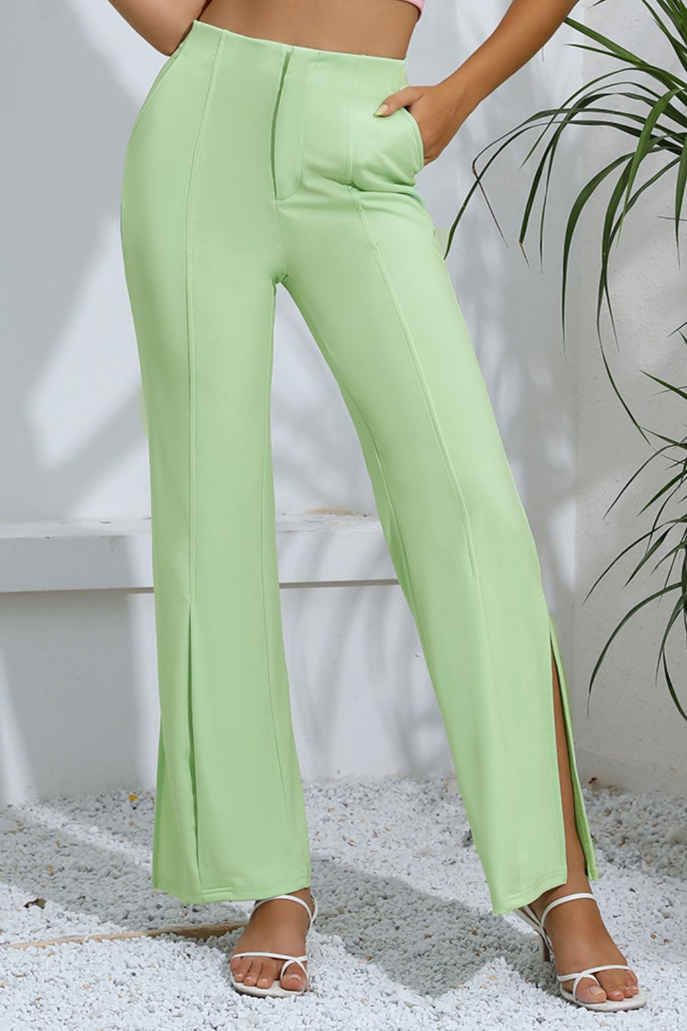 Slit High-Rise Flare Pants – Trendsi | ClozArt