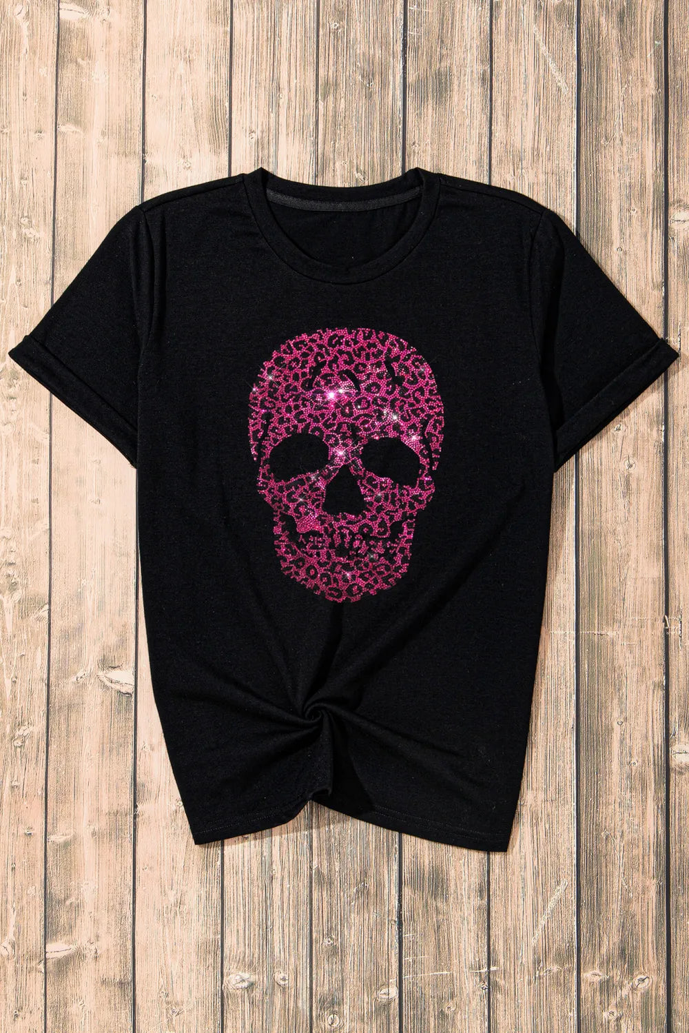 Rhinestone Round Neck Short Sleeve T-Shirt – Trendsi | ClozArt