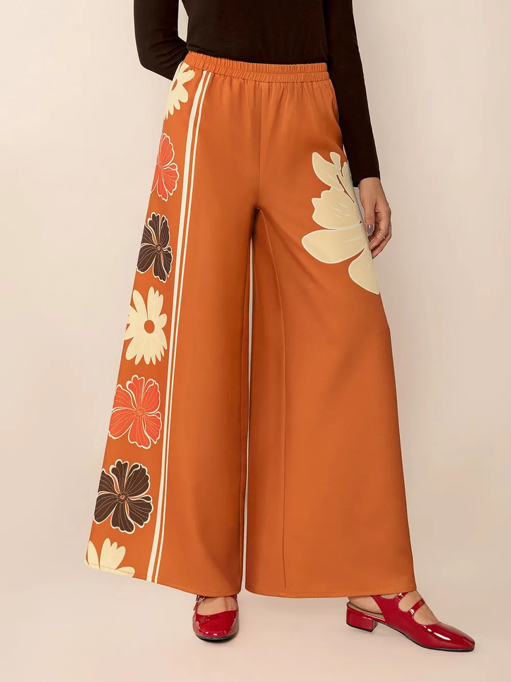 Printed Elastic Waist Wide Leg Pants – Trendsi | ClozArt