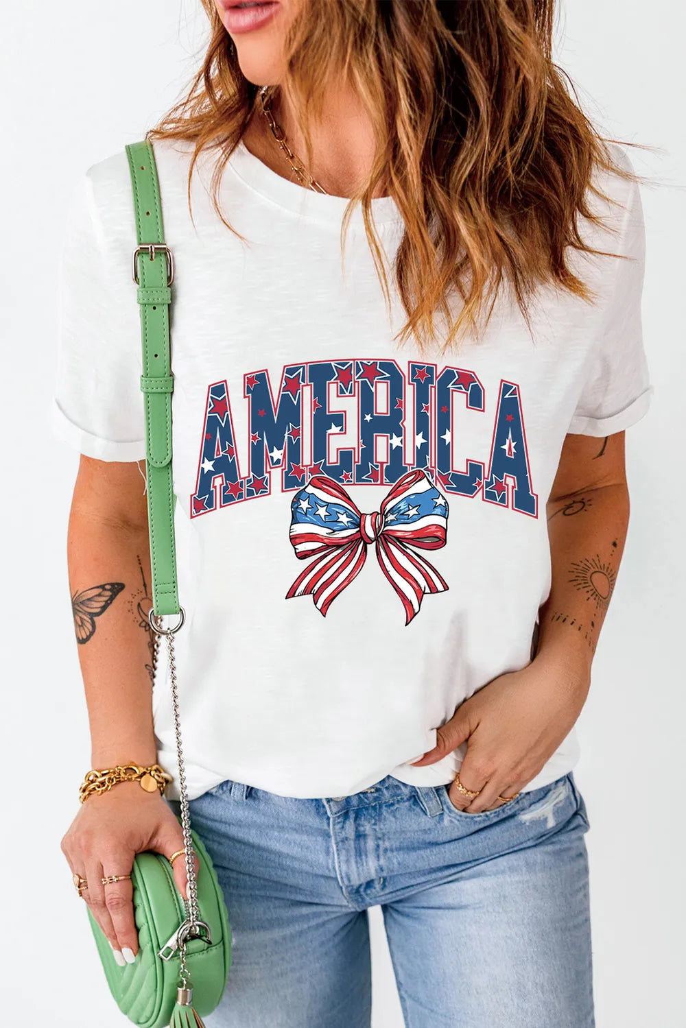 AMERICA Round Neck Short Sleeve T-Shirt – Trendsi | ClozArt