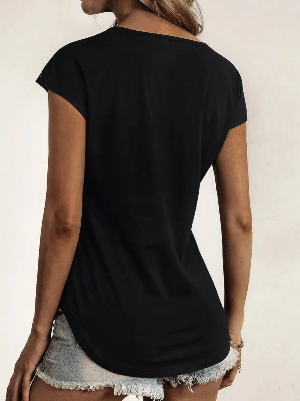 Lace Detail Half Zip Cap Sleeve T-Shirt – Trendsi | ClozArt