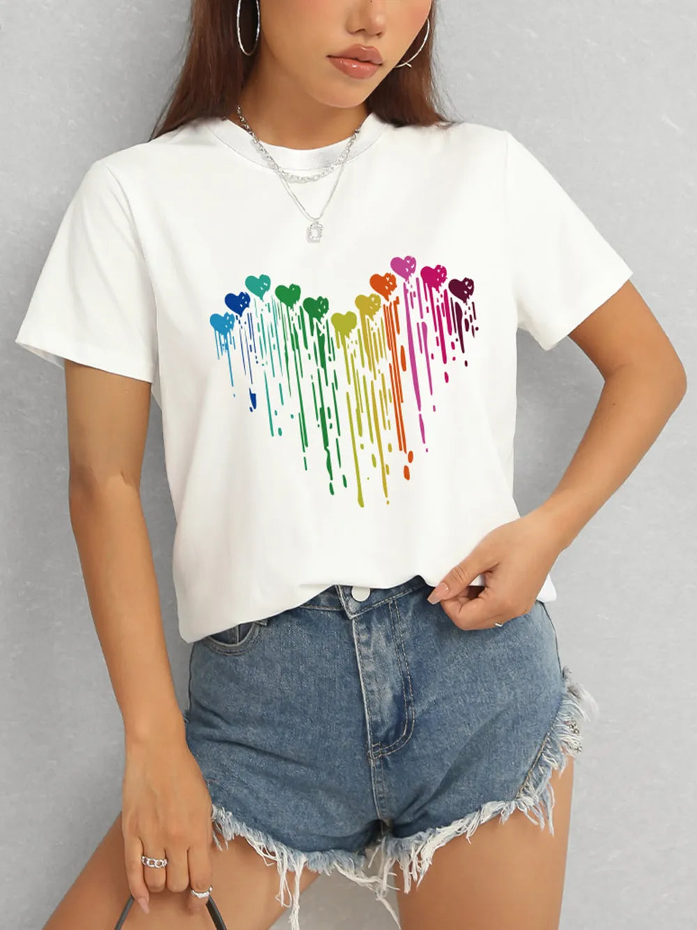 Heart Round Neck Short Sleeve T-Shirt – Trendsi | ClozArt