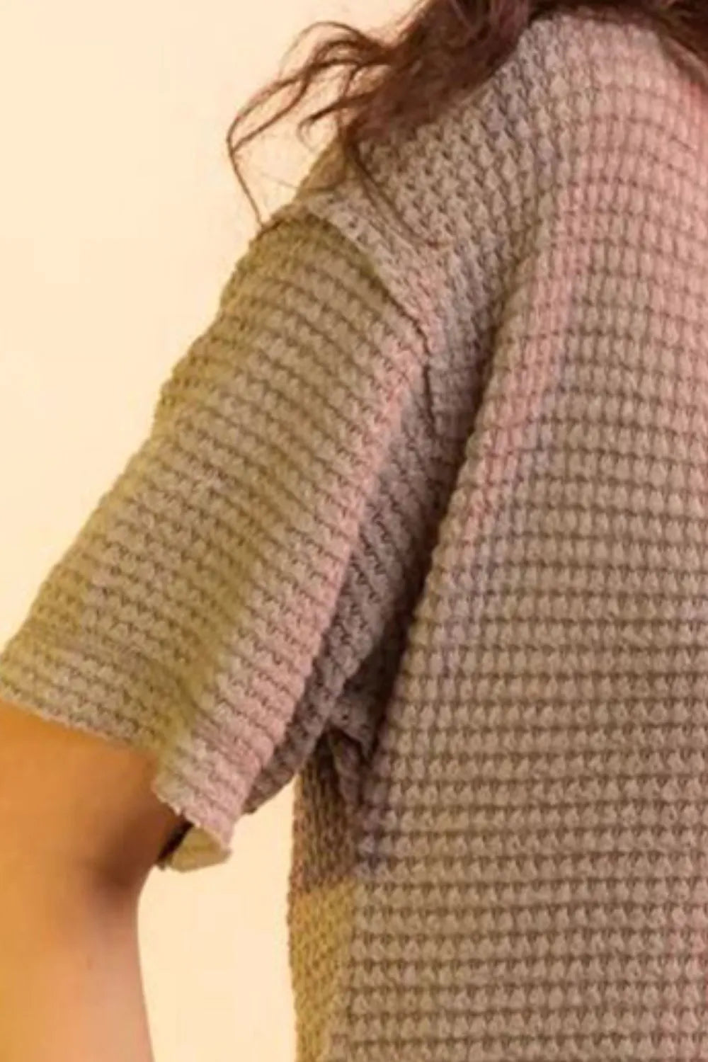 Waffle-Knit Notched Half Sleeve T-Shirt – Trendsi | ClozArt