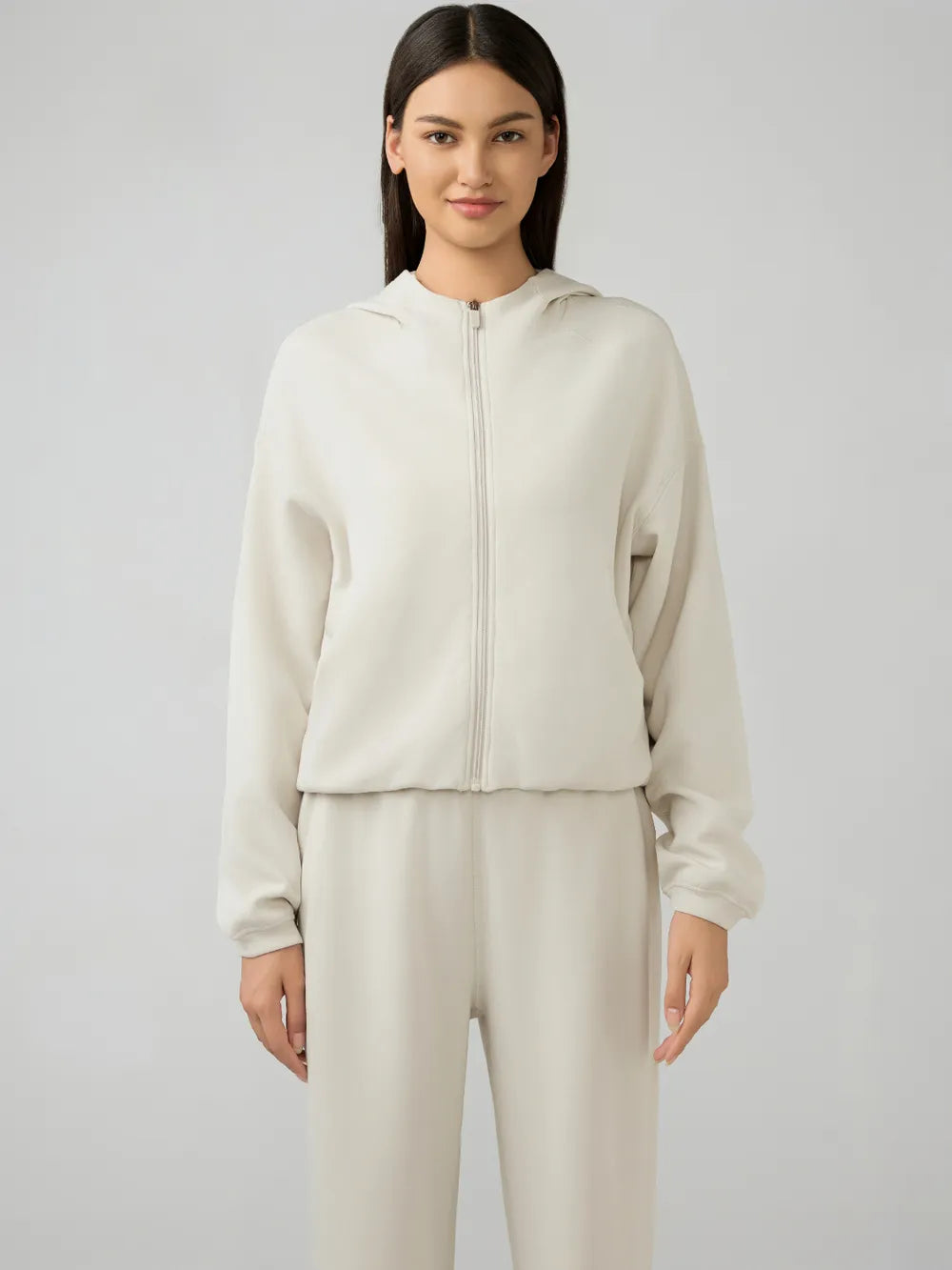 Millennia Zip Up Dropped Shouder Active Hooded – Trendsi | ClozArt