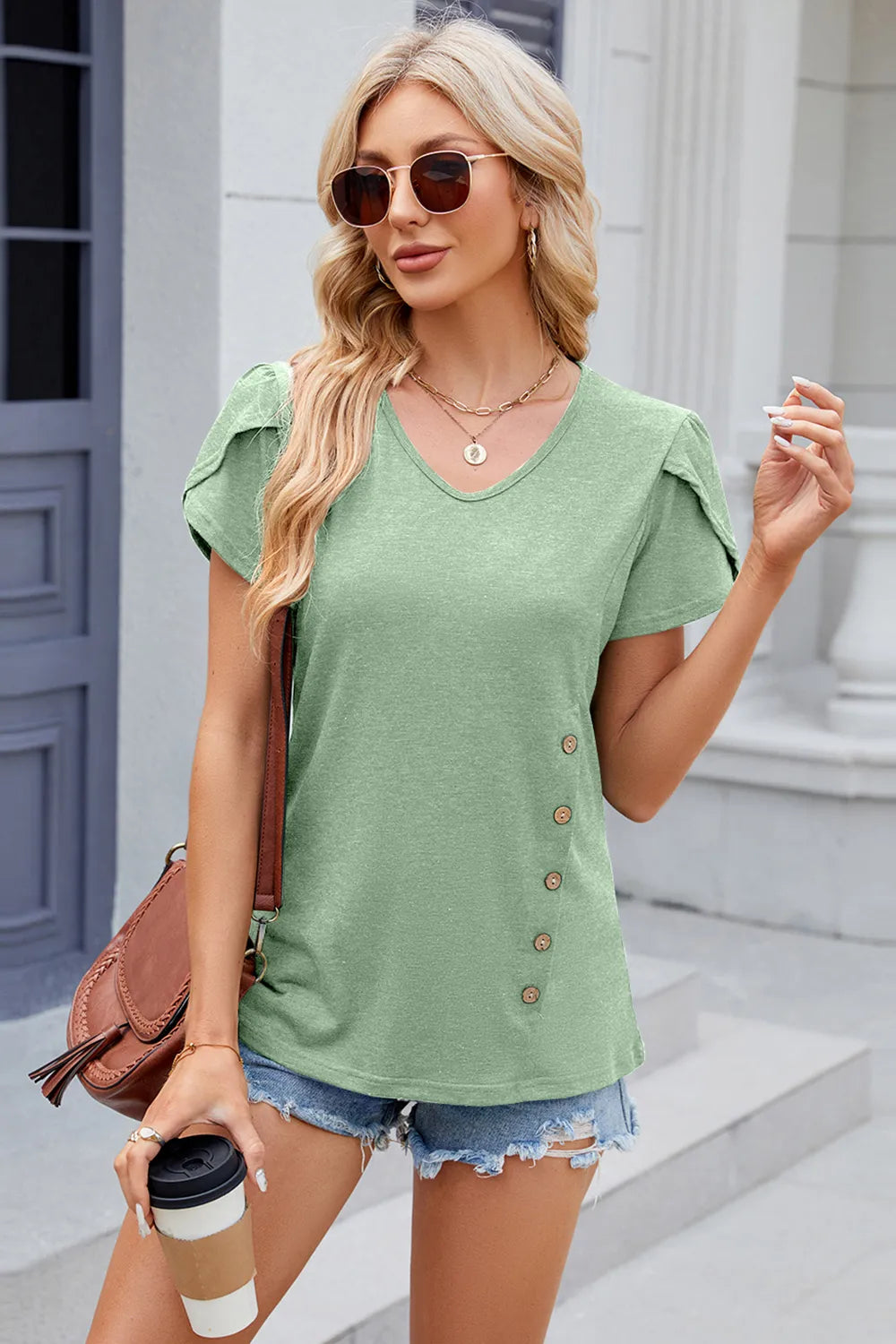 V-Neck Short Sleeve T-Shirt – Trendsi | ClozArt