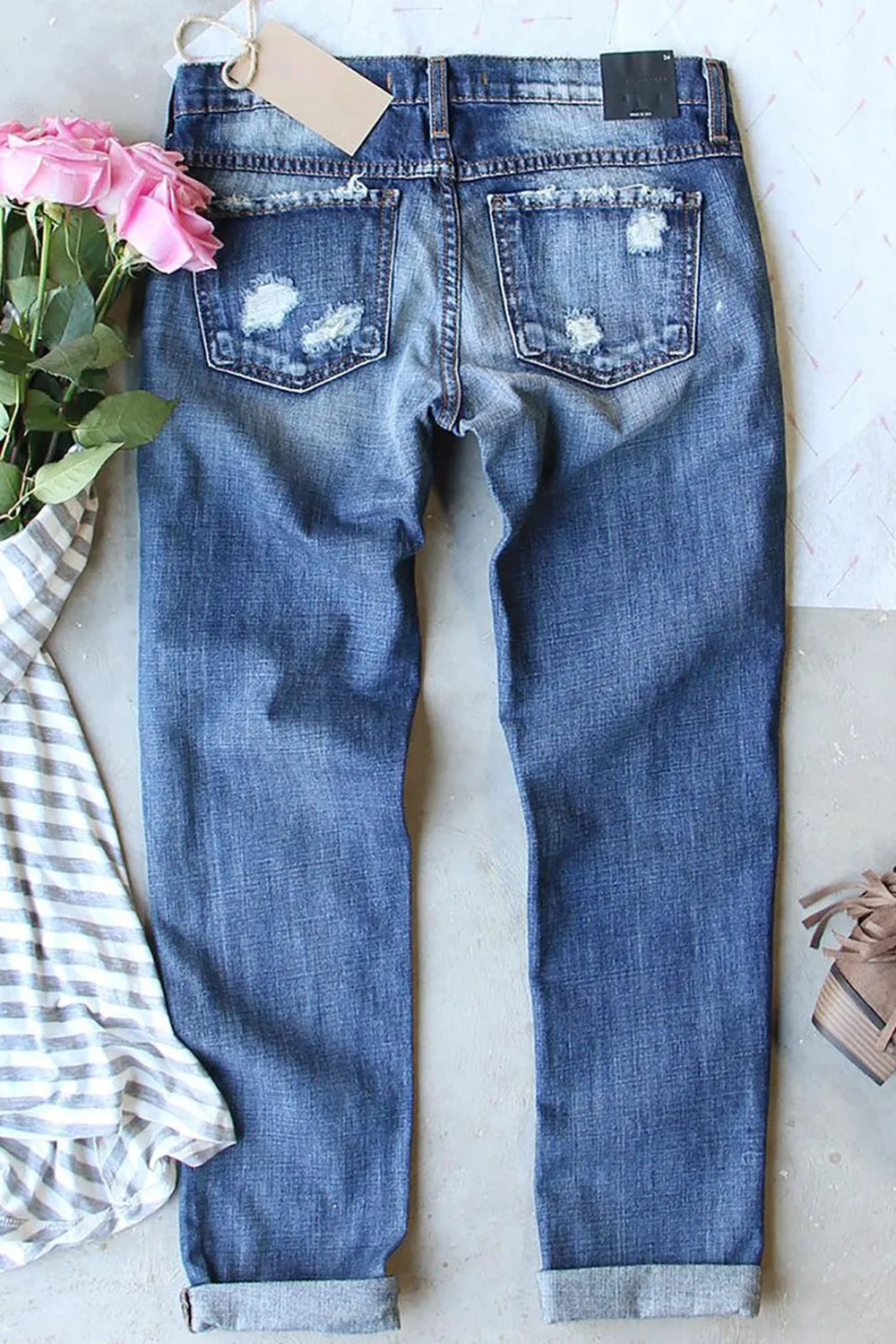 US Flag Mid-Rise Waist Straight Jeans – Trendsi | ClozArt