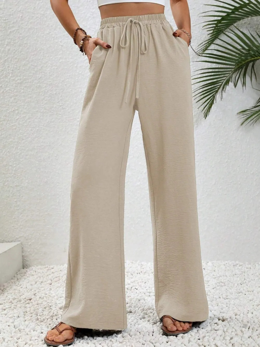 Wide Leg Drawstring Pants – Trendsi | ClozArt
