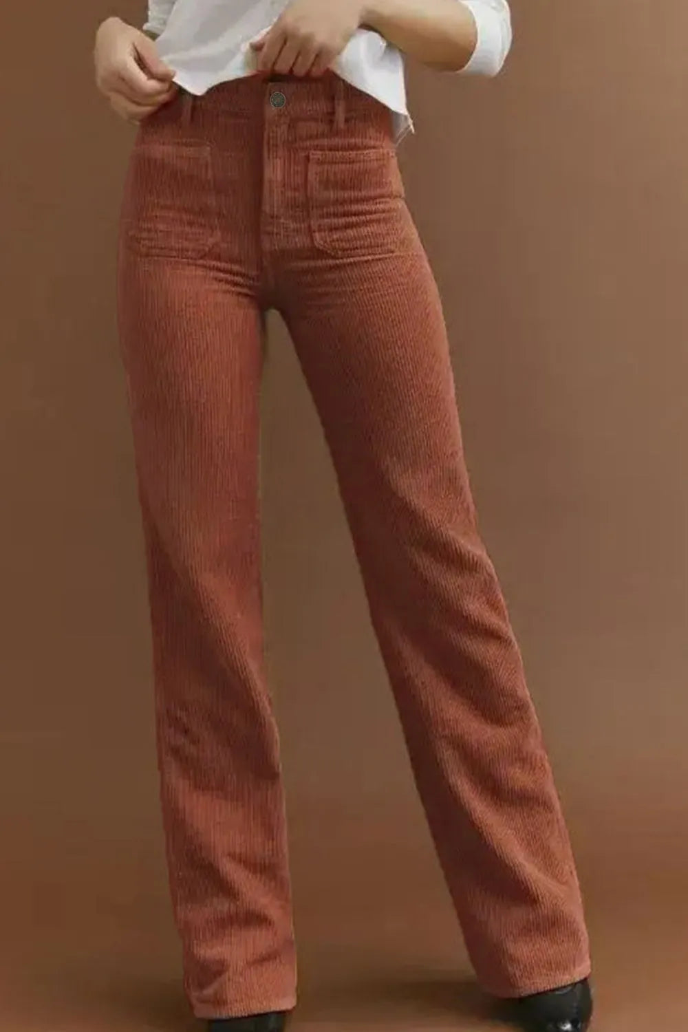 High Waist Square Pockets Corduroy Pants – Trendsi | ClozArt