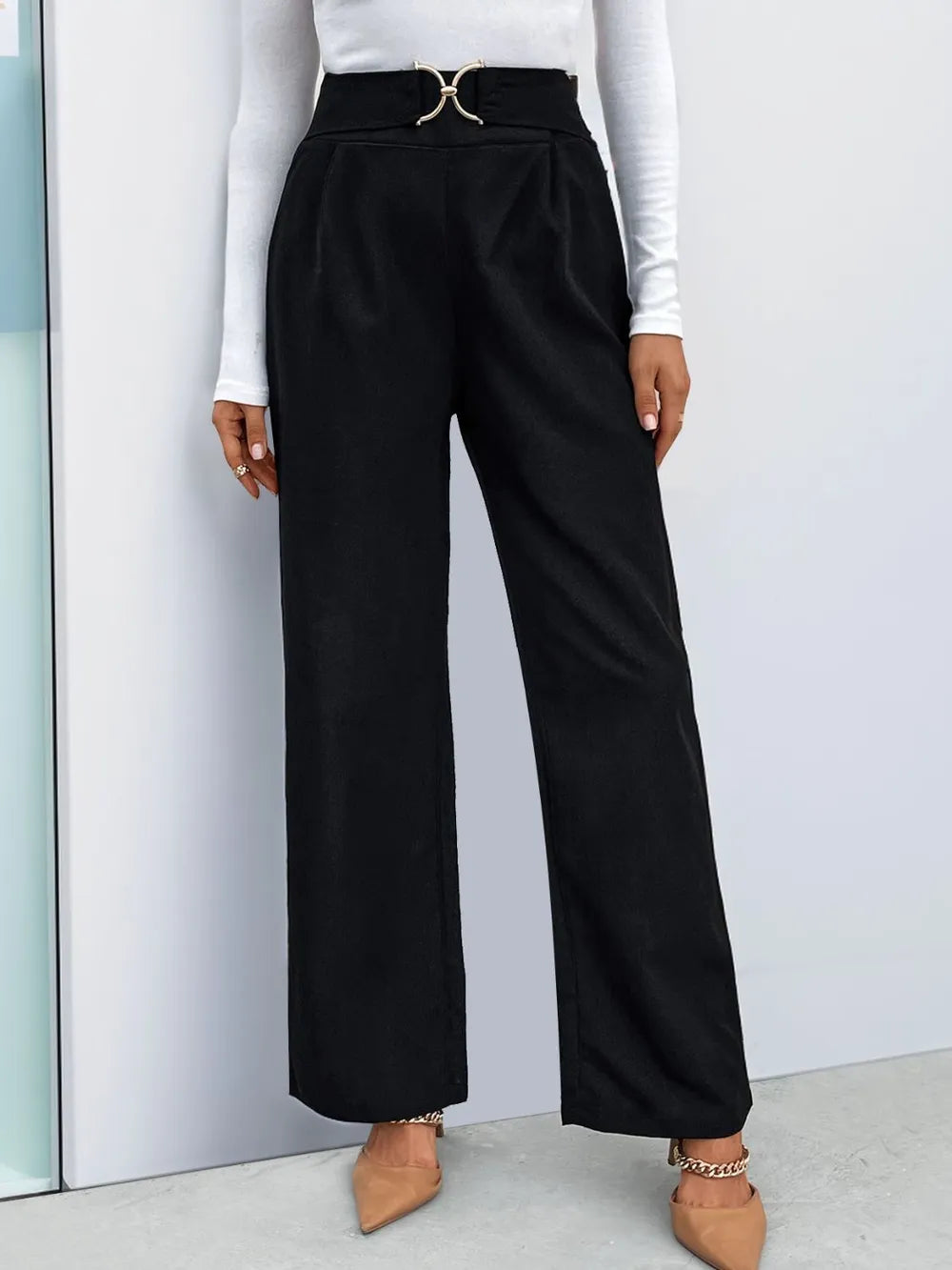 Perfee High Waist Straight Leg Pants – Trendsi | ClozArt