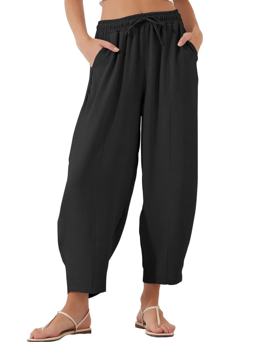 Full Size Drawstring Cropped Jogger Pants Plus Size – Trendsi | ClozArt