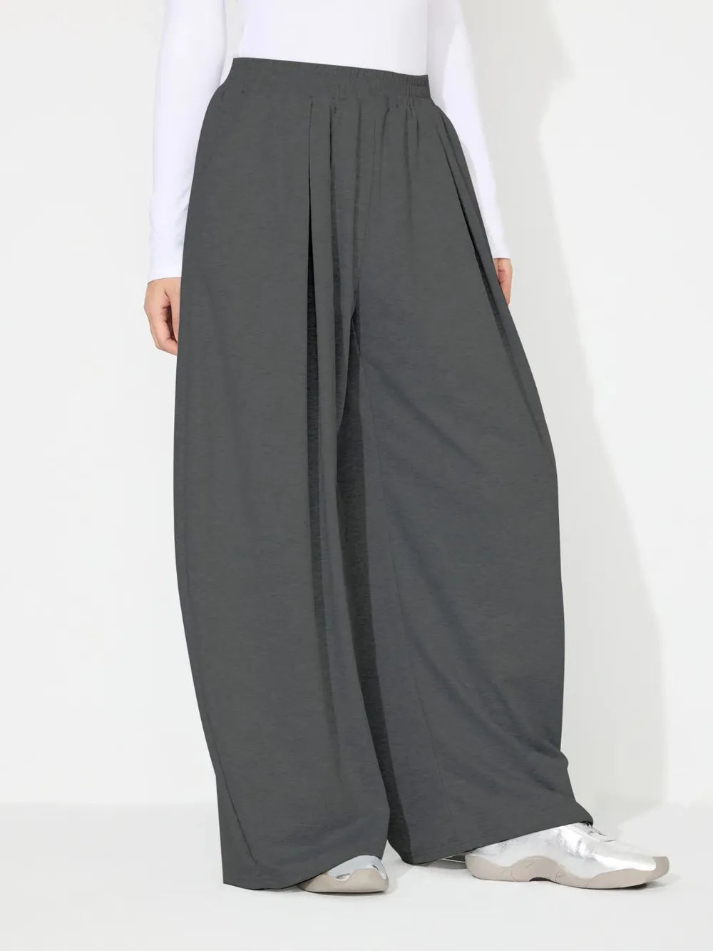 Elastic Waist Wide Leg Pants with Pockets – Trendsi | ClozArt