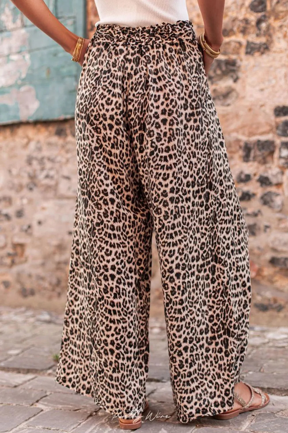 Leopard Drawstring Wide Leg Pants – Trendsi | ClozArt