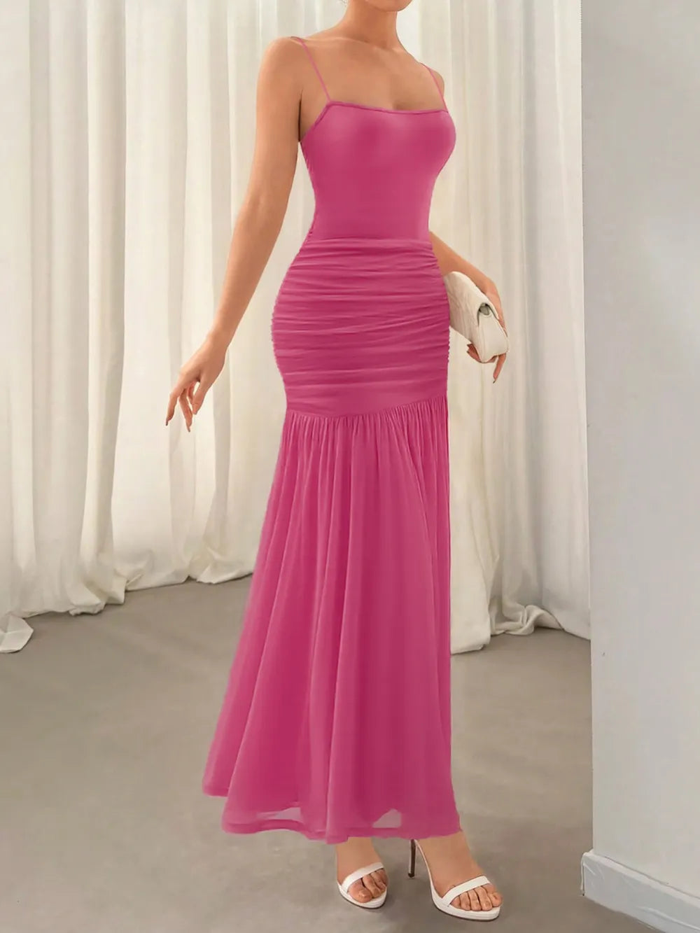 Ruched Maxi Cami Dress – Trendsi | ClozArt