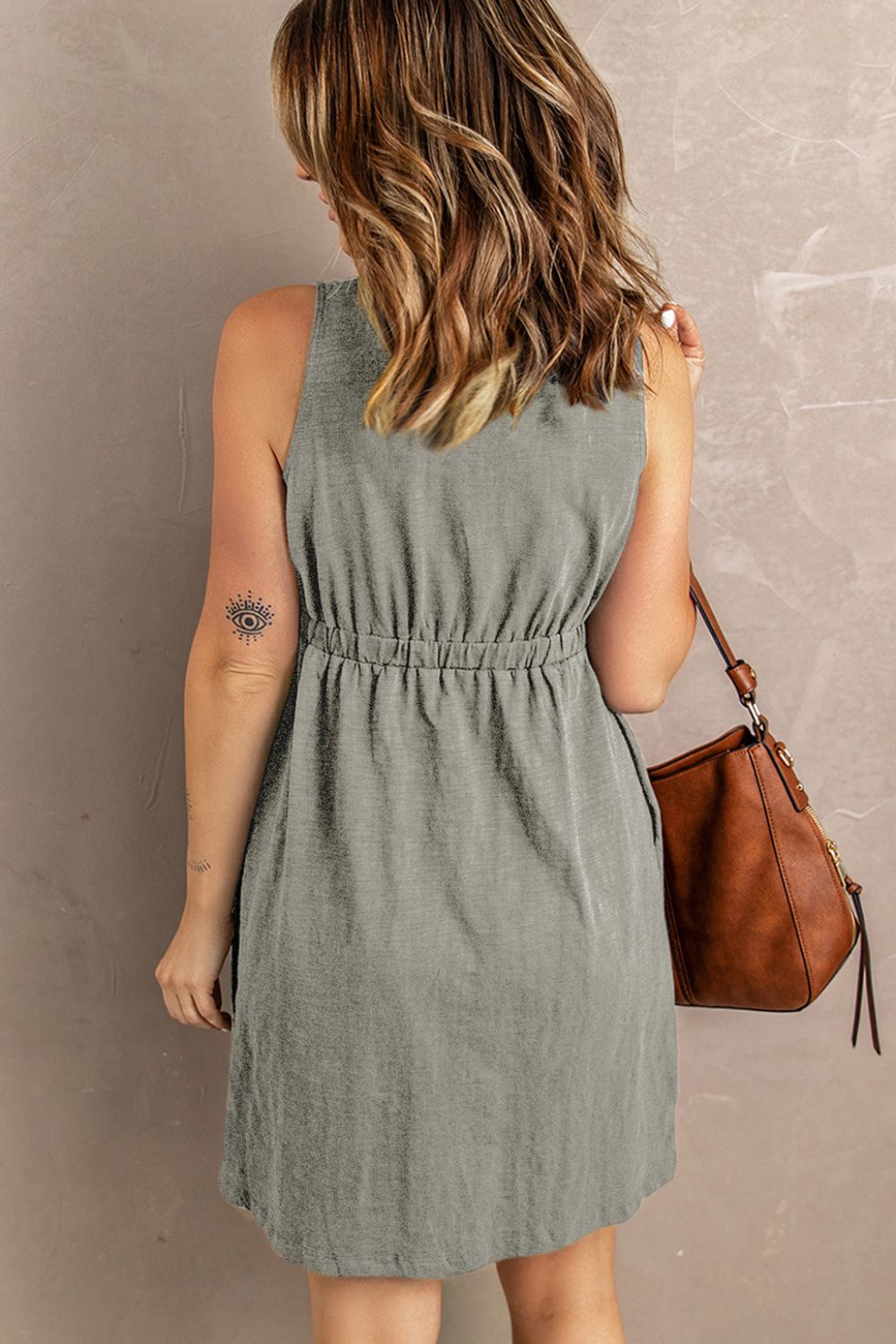 Sleeveless Button Down Mini Magic Dress – Trendsi | ClozArt