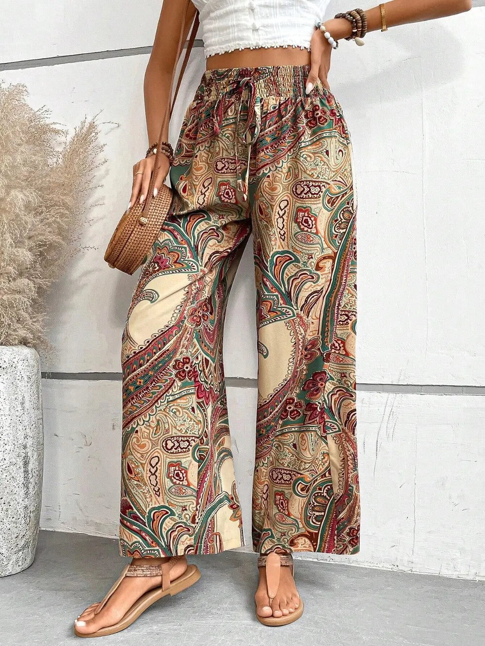 Printed Wide Leg Pants – Trendsi | ClozArt