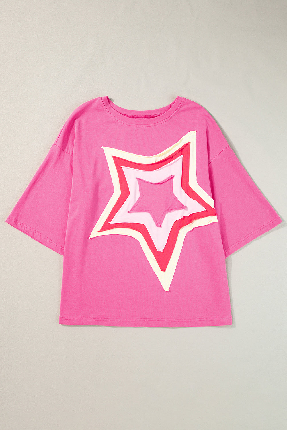 Moonlight Jade Colorblock Star Patched Half Sleeve Oversized Tee – Shewin | ClozArt