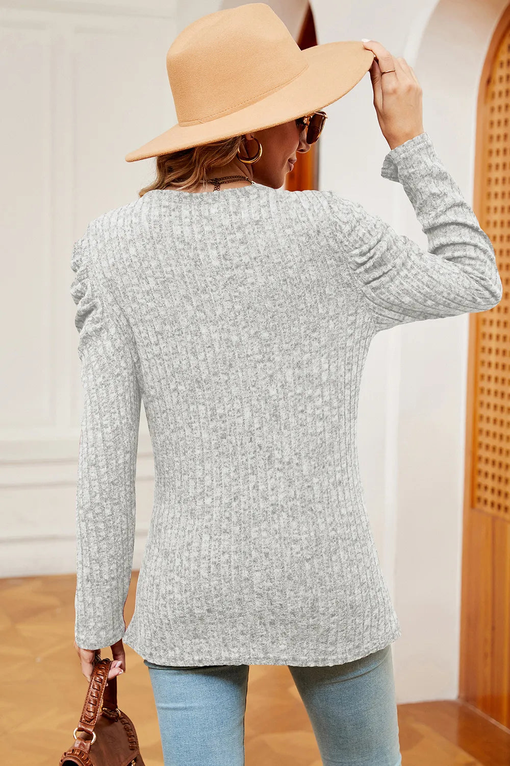 Round Neck Puff Sleeve T-Shirt – Trendsi | ClozArt