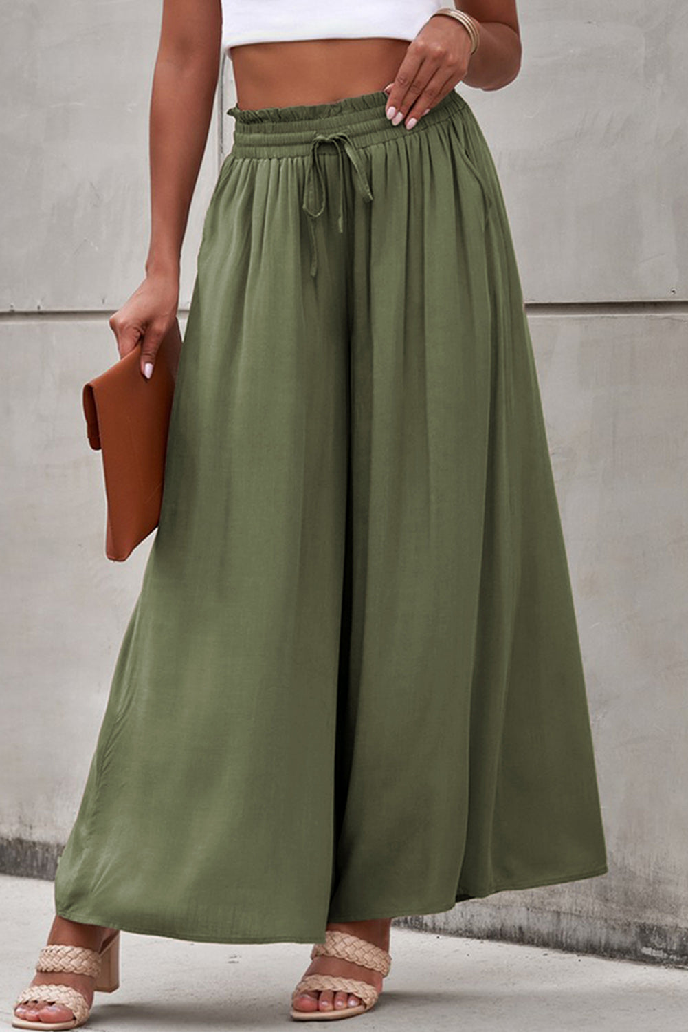 Drawstring Waist Wide Leg Pants – Trendsi | ClozArt