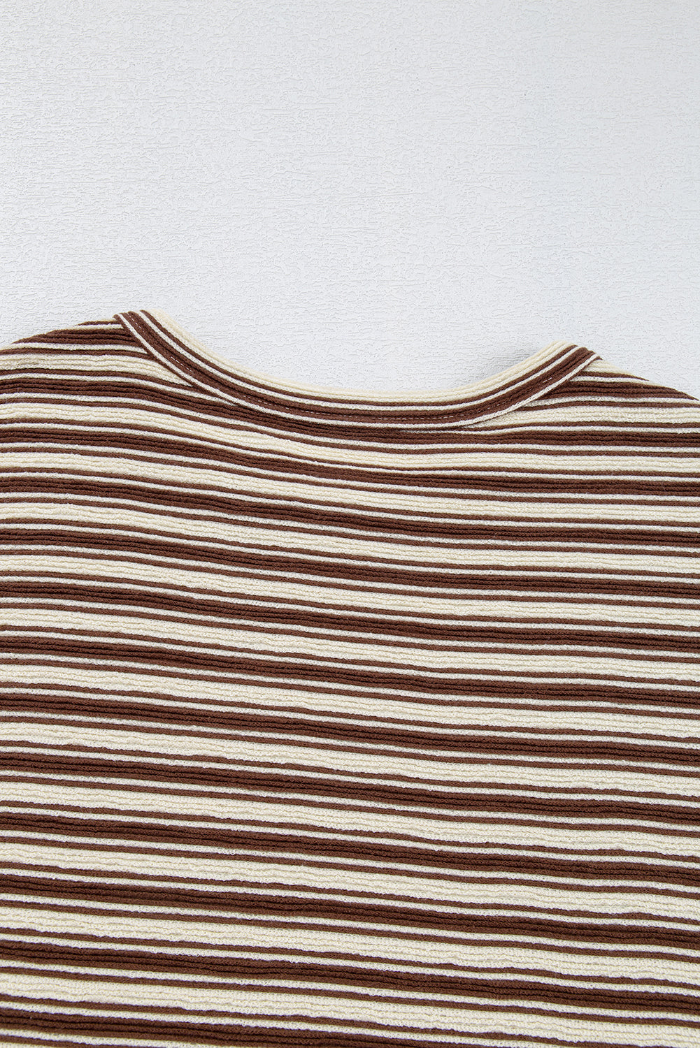 Green Stripe Textured Side Slit Crew Neck T Shirt – Shewin | ClozArt