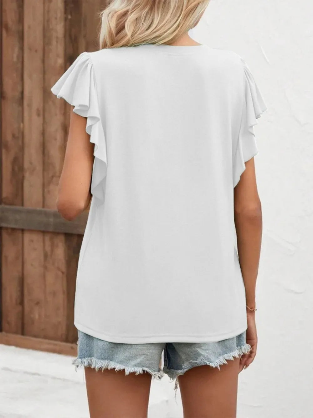 Full Size Ruffled Notched Cap Sleeve T-Shirt – Trendsi | ClozArt