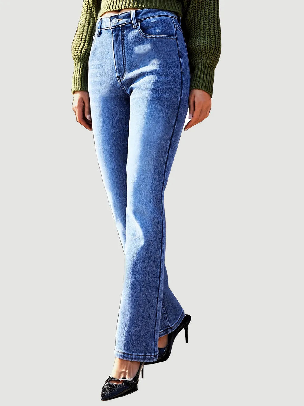 Straight Leg Jeans with Pockets – Trendsi | ClozArt