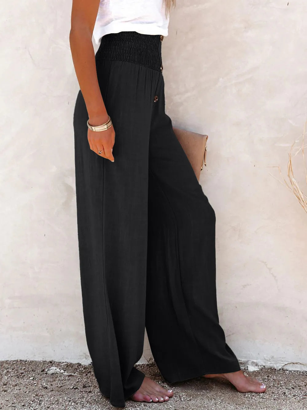 Full Size Decorative Button High Waist Pants – Trendsi | ClozArt