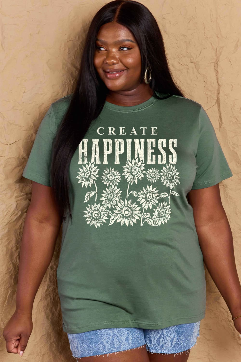 Simply Love Full Size CREATE HAPPINESS Graphic Cotton T-Shirt – Trendsi | ClozArt