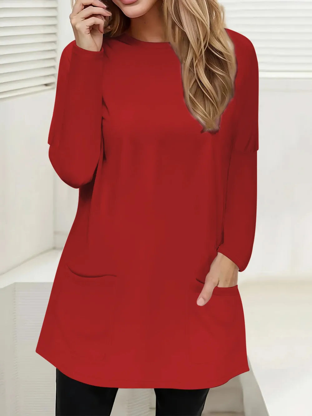 Full Size Pocketed Round Neck Long Sleeve T-Shirt – Trendsi | ClozArt