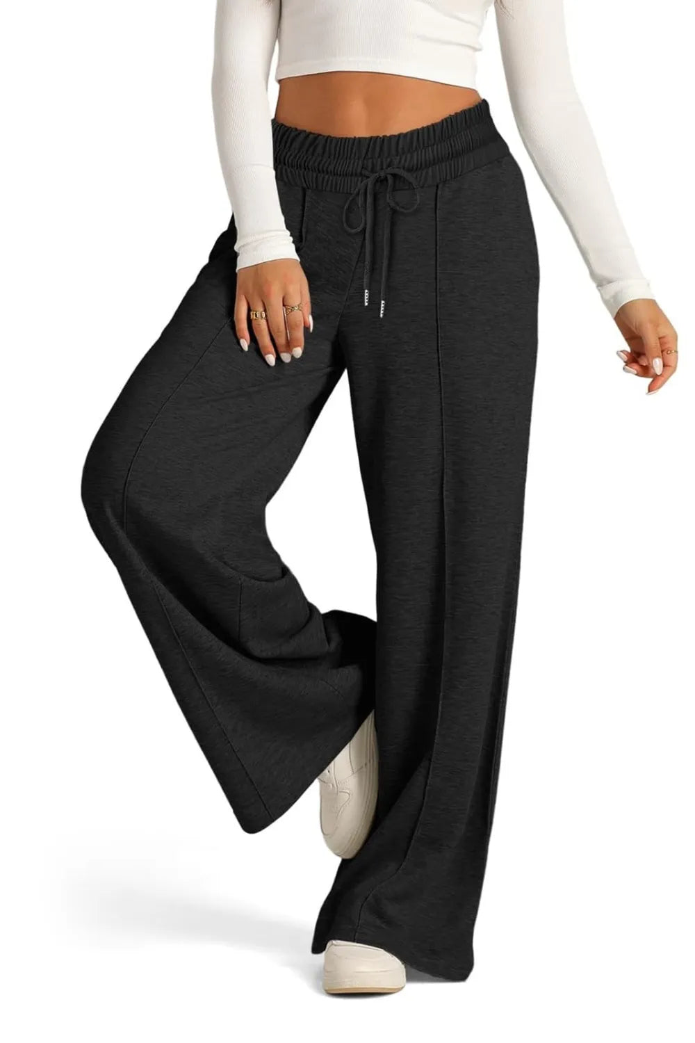 Drawstring Elastic Waist Wide Leg Pants – Trendsi | ClozArt